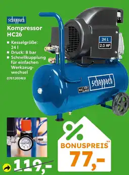 Globus Baumarkt Scheppach Kompressor HC26 Angebot