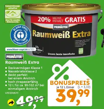 Globus Baumarkt PRIMASTER Raumweiß Extra Angebot