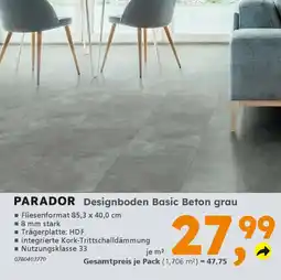 Globus Baumarkt PARADOR Designboden Basic Beton grau Angebot
