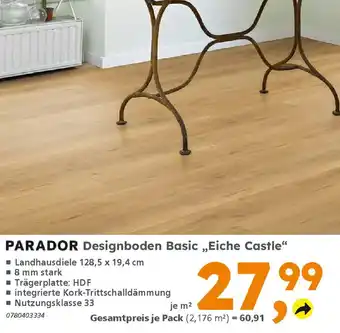 Globus Baumarkt PARADOR Designboden Basic „Eiche Castle" Angebot