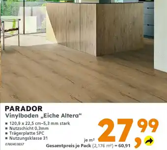 Globus Baumarkt PARADOR Vinylboden „Eiche Altera" Angebot