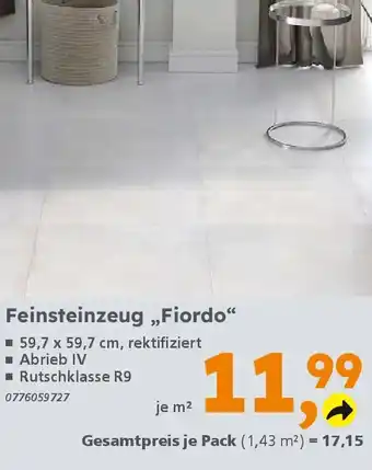 Globus Baumarkt Feinsteinzeug „Fiordo" Angebot