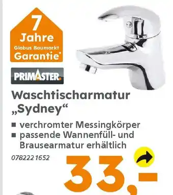 Globus Baumarkt PRIMASTER Waschtischarmatur ,,Sydney" Angebot