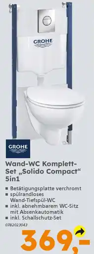 Globus Baumarkt GROHE Wand-WC Komplett- Set,,Solido Compact" 5in1 Angebot