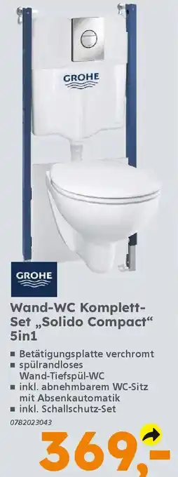 Globus Baumarkt GROHE Wand-WC Komplett- Set,,Solido Compact" 5in1 Angebot