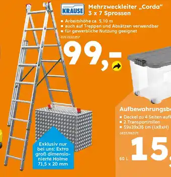 Globus Baumarkt KRAUSE Mehrzweckleiter ,,Corda" 3 x 7 Sprossen Angebot