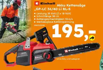 Globus Baumarkt Einhell Akku Kettensäge ‚GP-LC 36/40 Li BL-S Angebot
