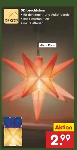 Netto Marken-Discount Dekor 3D-LED-Leuchtstern Angebot