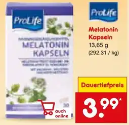 Netto Marken-Discount Pro Life Melatonin Kapseln Angebot