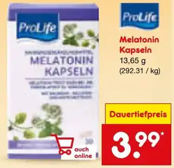 Netto Marken-Discount Pro Life Melatonin Kapseln Angebot