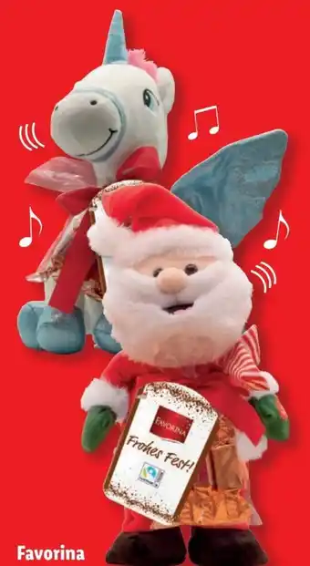 Lidl Favorina Musikalische Plüschfiguren mit Schokolade Angebot