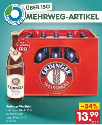 Netto Marken-Discount Erdinger Weißbräu Weißbier Angebot