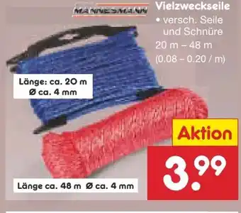 Netto Marken-Discount Brüder Mannesmann Werkzeuge Vielzweckseile Angebot