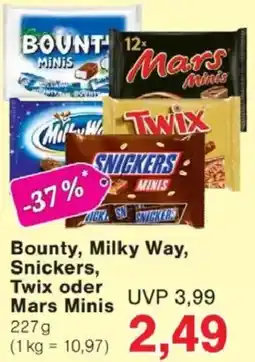Jawoll Bounty, Milky Way, Snickers, Twix oder Mars Minis Angebot