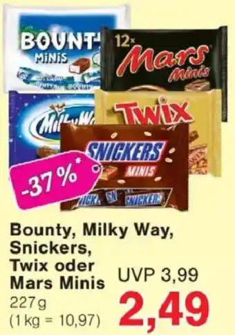 Jawoll Bounty, Milky Way, Snickers, Twix oder Mars Minis Angebot