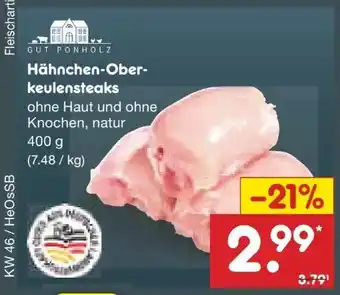 Netto Marken-Discount Gut Ponholz Hähnchen-Oberkeulensteaks Angebot