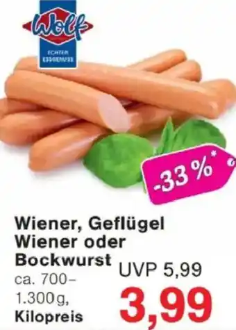 Jawoll Wolf Wiener, Geflügel Wiener oder Bockwurst Angebot