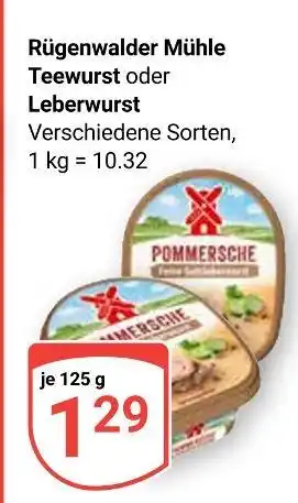 Globus Rügenwalder mühle teewurst Angebot
