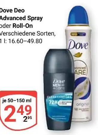 Globus Dove deo advanced spray Angebot
