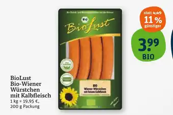 tegut Biolust bio-wiener würstchen mit kalbfleisch Angebot