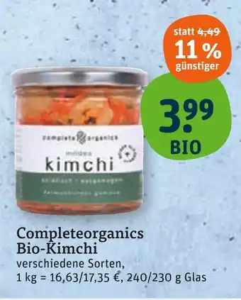 tegut Completeorganics bio-kimchi Angebot