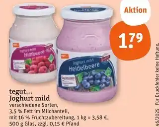 tegut Tegut... joghurt mild himbeere Angebot