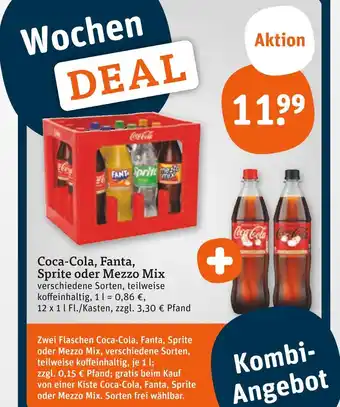tegut Coca-cola , fanta, sprite oder mezzo mix Angebot
