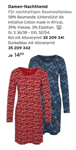 Tchibo Damen-nachthemd rot mit alloverprint Angebot