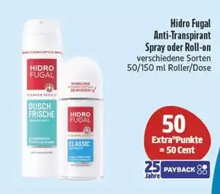 Edeka Hidro fugal anti-transpirant spray oder roll-on Angebot