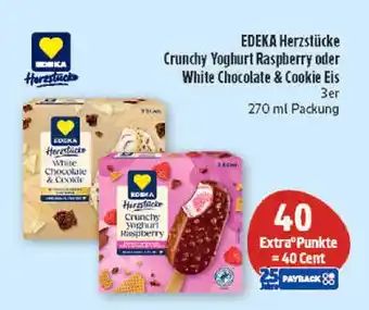 Marktkauf Edeka herzstücke crunchy yoghurt raspberry oder white chocolate & cookie eis Angebot
