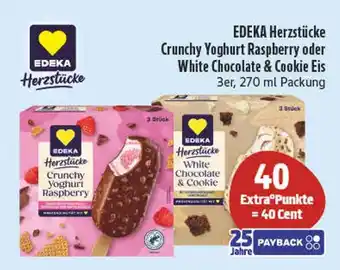 E-Center Edeka herzstücke crunchy yoghurt raspberry oder white chocolate & cookie Angebot