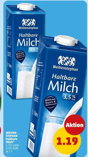 PENNY Weihenstephan haltbare milch 1,5% fett Angebot