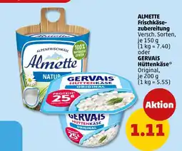 PENNY Almette oder gervais frischkäsezubereitung oder hüttenkäse Angebot