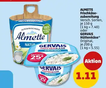 PENNY Almette oder gervais frischkäsezubereitung oder hüttenkäse Angebot