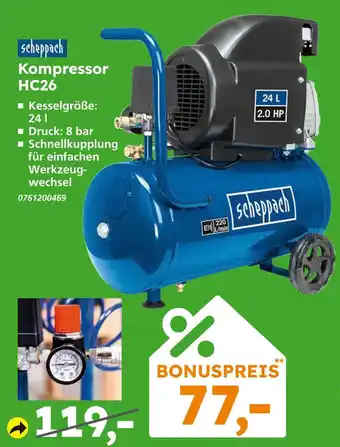Globus Baumarkt Scheppach kompressor hc26 Angebot
