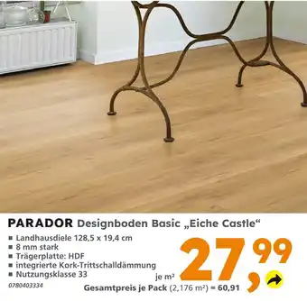 Globus Baumarkt Parador designboden basic 'eiche castle' Angebot