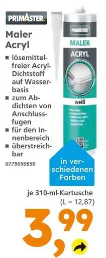 Globus Baumarkt Primaster maler acryl Angebot