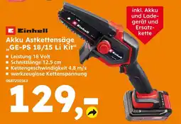 Globus Baumarkt Einhell akku astkettensäge ge-ps 18/15 li kit Angebot
