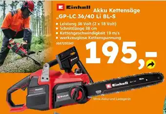 Globus Baumarkt Einhell akku kettensäge gp-lc 36/40 li bl-s Angebot
