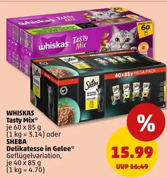 PENNY Whiskas oder sheba tasty mix oder delikatesse in gelee Angebot