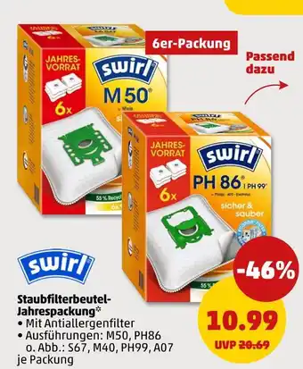 PENNY Swirl m50 staubfilterbeutel-jahrespackung Angebot