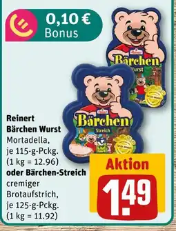 REWE Reinert bärchen wurst oder bärchen-streich Angebot