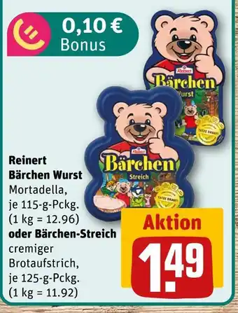 REWE Reinert bärchen wurst oder bärchen-streich Angebot