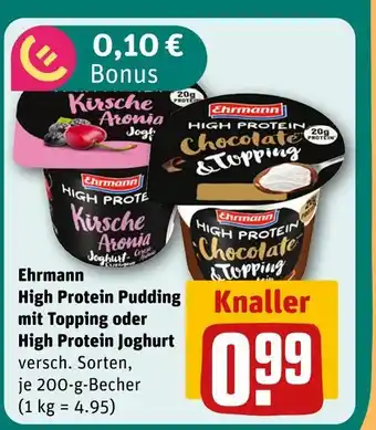 REWE Ehrmann high protein pudding mit topping oder high protein joghurt Angebot