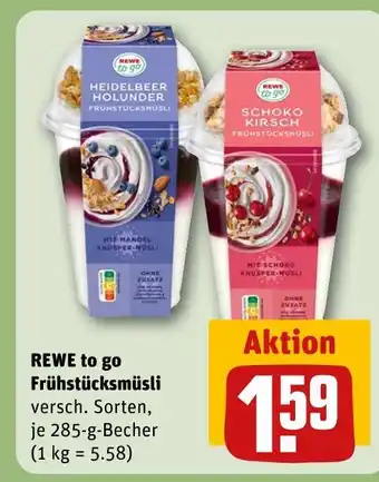 REWE Rewe to go heidelbeer holunder frühstücksmüsli Angebot
