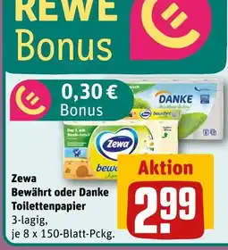 REWE Zewa bewährt oder danke toilettenpapier Angebot