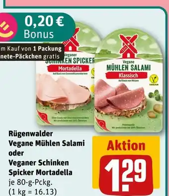 REWE Rügenwalder vegane mühlen salami oder veganer schinken spicker mortadella Angebot