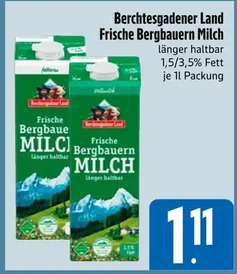 Edeka Berchtesgadener land frische bergbauern milch 1,5% fett Angebot