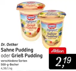 KONSUM Dr. Oetker Sahne Pudding oder Grieß Pudding Angebot