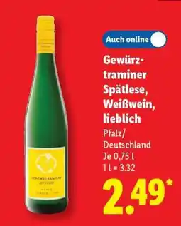 Lidl Gewürztraminer Spätlese, Weißwein, lieblich Angebot